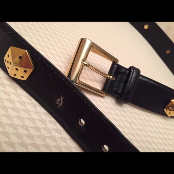 Escada blk belt with gold studded dominos