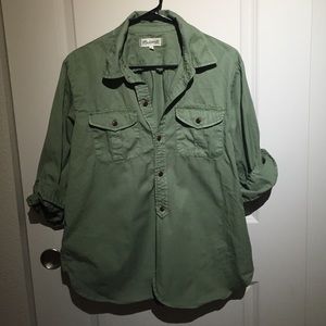 Madewell olive green utility button down