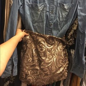 Gold sequin embellished mini skirt