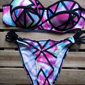 Multi colored push-up bikini