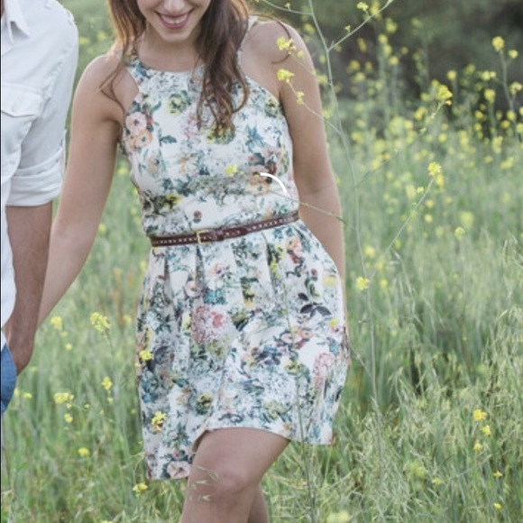 Short floral scuba dress