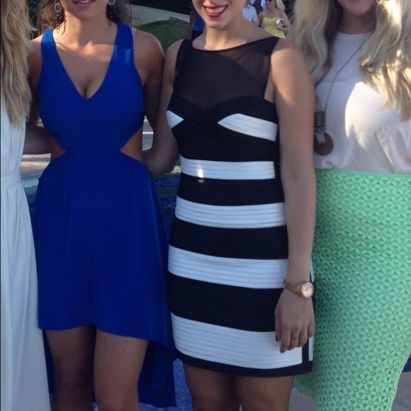 Black and White Stripe Cocktail Dress