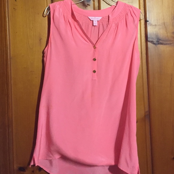 Silk Lilly Pulitzer coral shirt XS