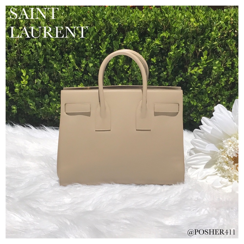 🎉 SAINT LAURENT TAUPE TAN SAC DE JOUR TOTE BAG - Picture 2 of 6