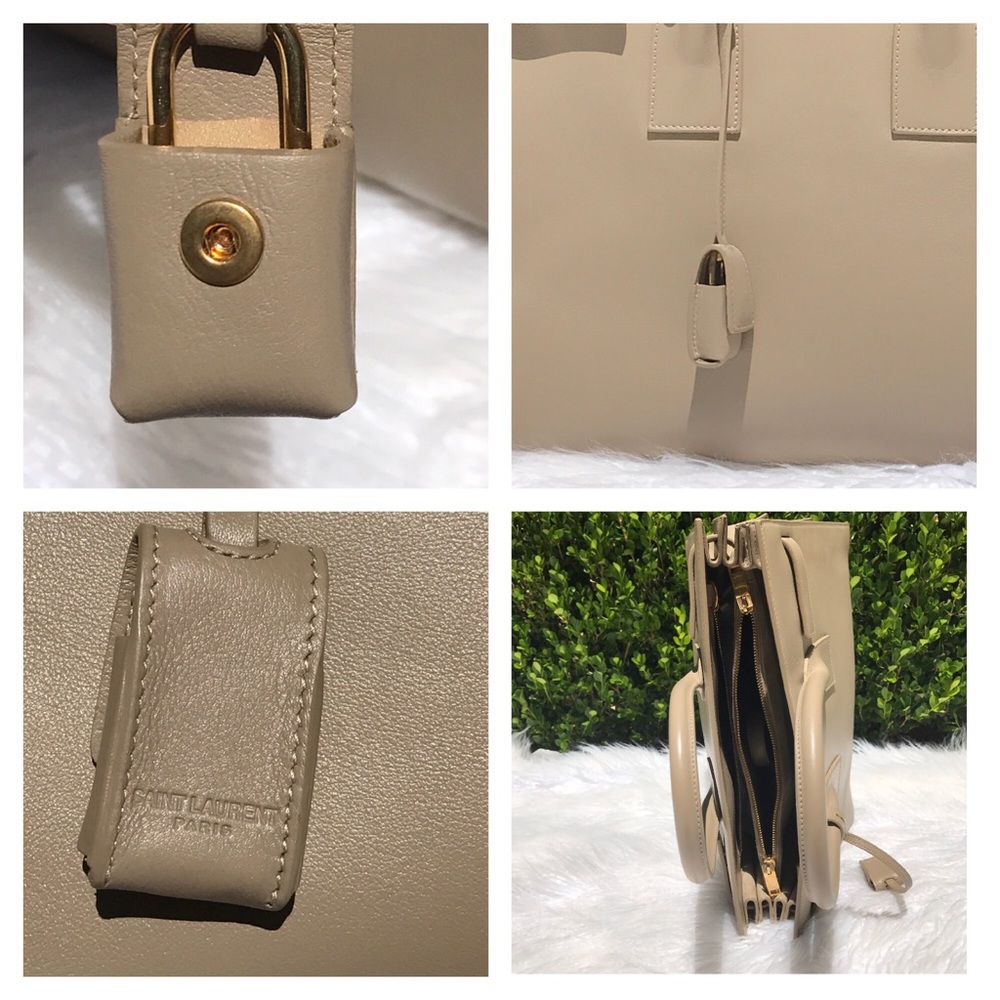 🎉 SAINT LAURENT TAUPE TAN SAC DE JOUR TOTE BAG - Picture 3 of 6