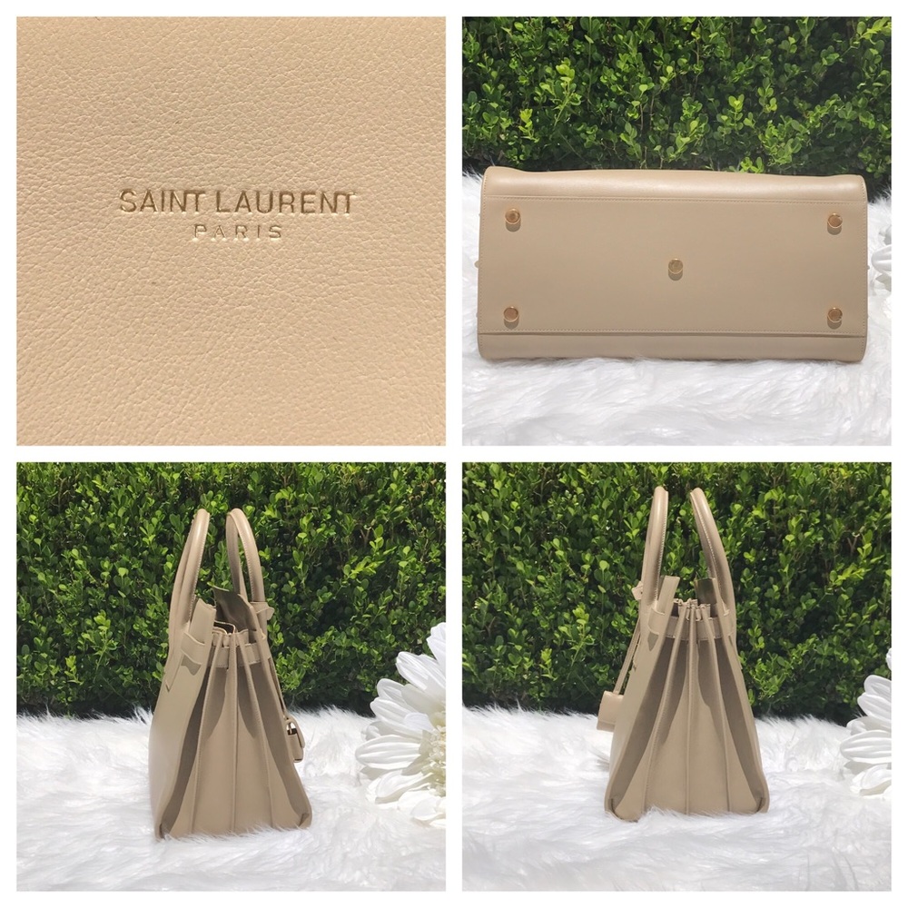 🎉 SAINT LAURENT TAUPE TAN SAC DE JOUR TOTE BAG - Picture 4 of 6