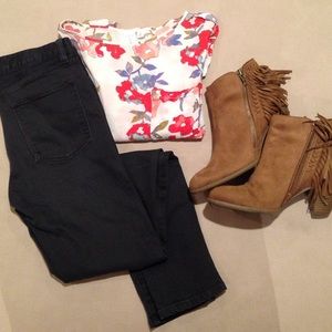 J. Crew black midrise toothpick jeans