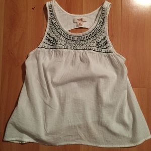 Beaded white tank size small