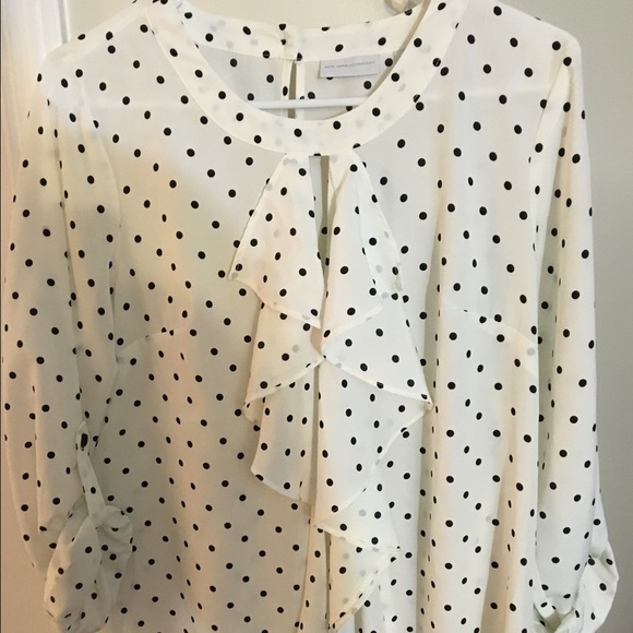 Off white black polka dots blouse