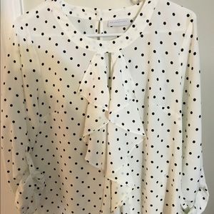 Off white black polka dots blouse