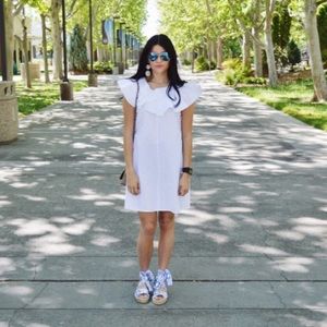 Asos shift dress with frill neck details