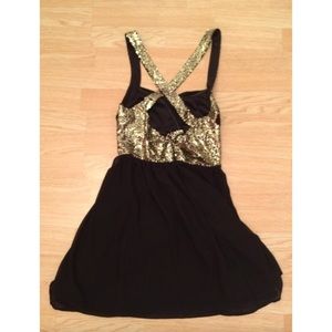 Black and Gold Sequined Dress