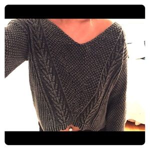 Grey cable knit sweater