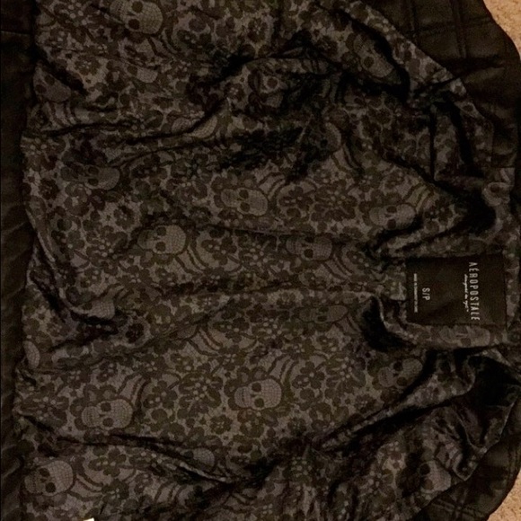 Leather black jacket with soft silk skull print - Picture 2 of 4