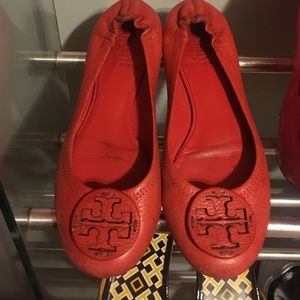 Tory Burch Red Leather Flats