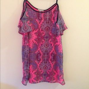 Pink Paisley Off the Shoulder Dress