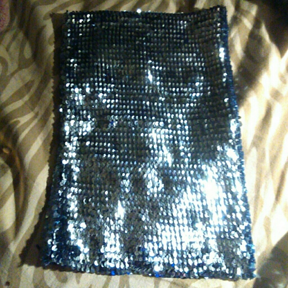 Blue sequin tube top
