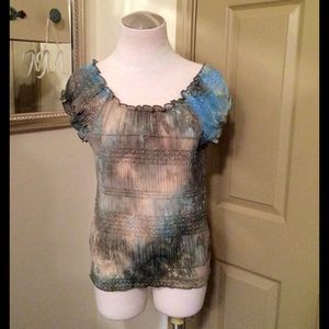 Sage Green & Blue Stretchy Top