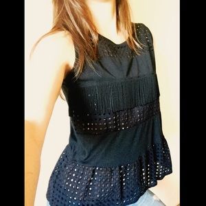 Polka dot lace short black top