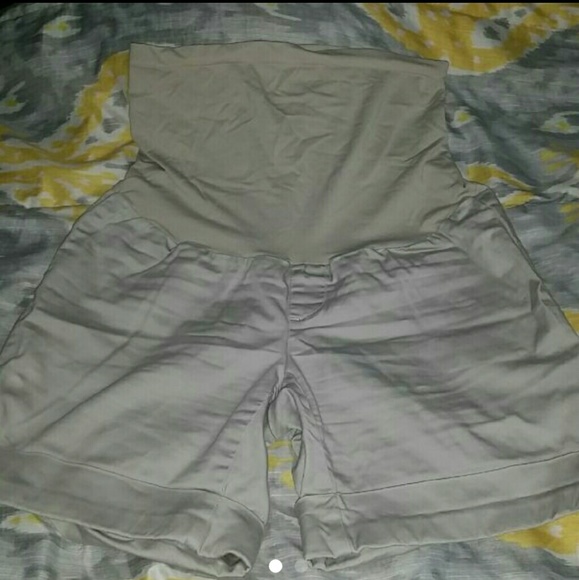 Khaki maternity shorts