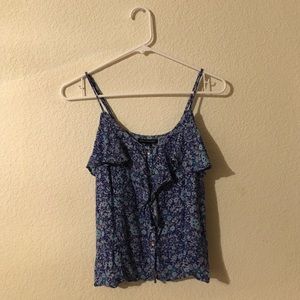 American Eagle Blue Flowery Tank Top