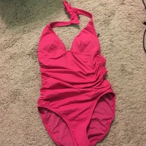 DKNY One Piece Bathing Suit Fuschia