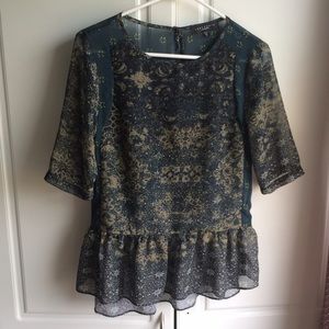 Anthropologie sheer peplum blouse NWOT