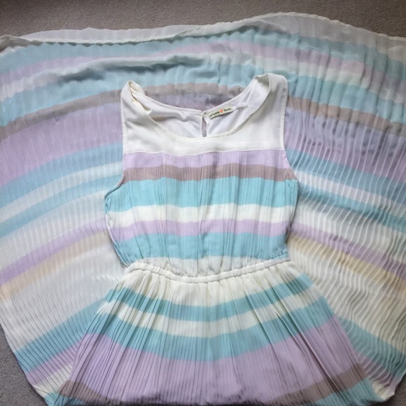 Altar'd State pastel stripe pleated maxi dress L