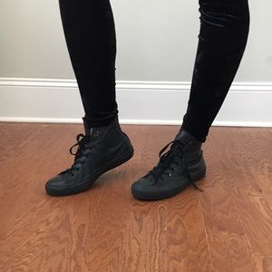 Black Leather Converse Chuck All Star