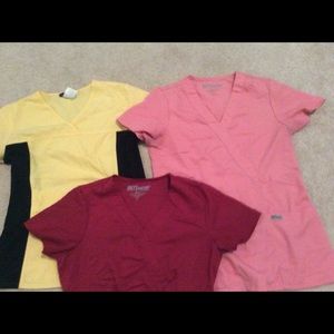 Three scrub tops
