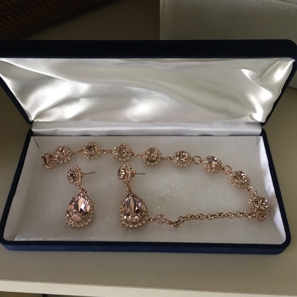 Champagne bracelet and earring set custom made - Picture 1 of 3