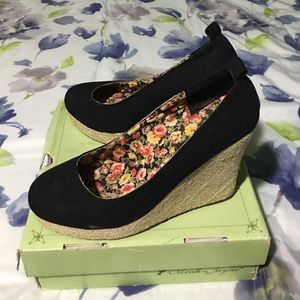 Black / Canvas wedge