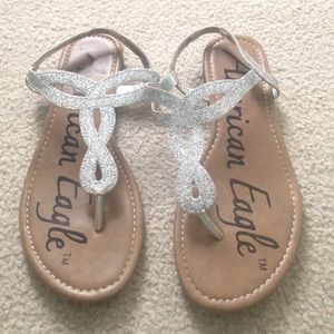 silver sparkled flats