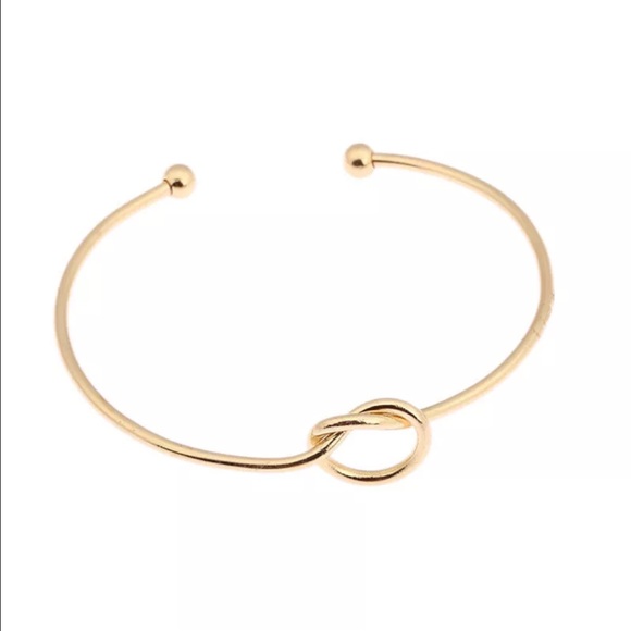 Delicate Gold Love Knot Bangle Bracelet - Picture 2 of 2