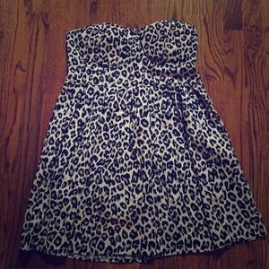 Cheetah print strapless mini dress