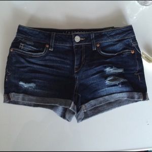 NWT distressed dark wash shorts