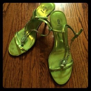 Green metallic gem shoes