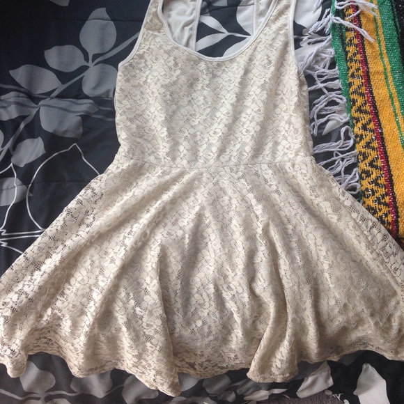 Open Back floral cream colored swing dress