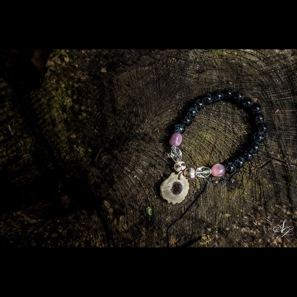 Beautiful beaded bracelet with deer antler charm