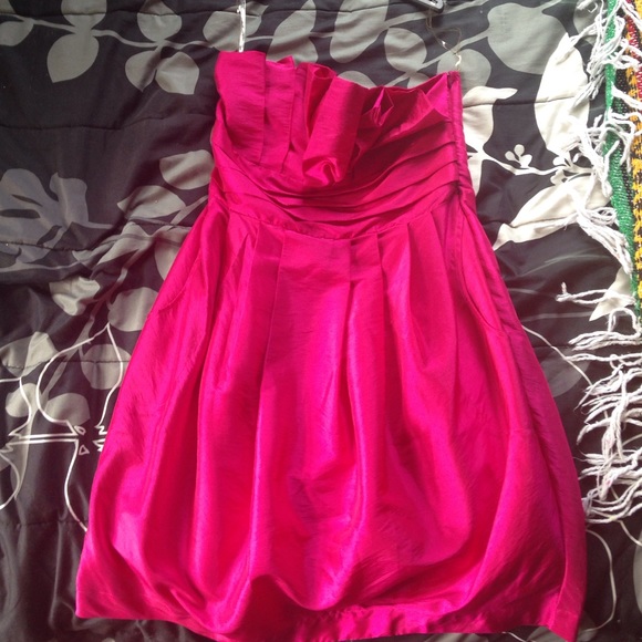 Strapless Bright Pink Prom Dress
