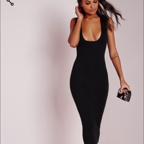 jersey square bust midi dress black
