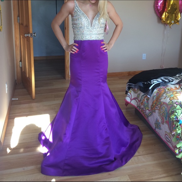 Purple mermaid prom dress - Picture 2 of 4