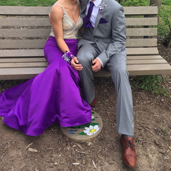 Purple mermaid prom dress - Picture 3 of 4