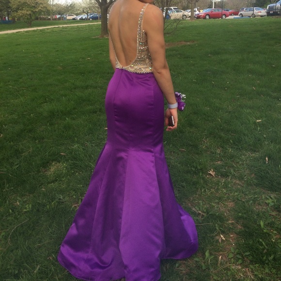 Purple mermaid prom dress - Picture 4 of 4