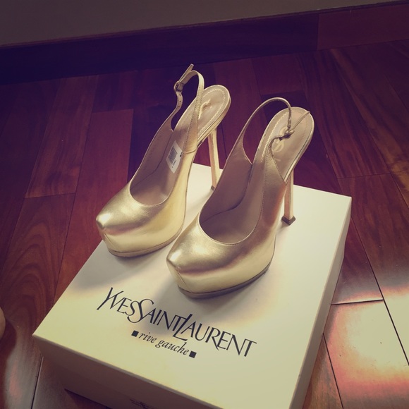 Ysl gold slingback