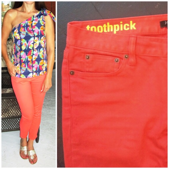 SOLD 💜 j. crew // toothpick ankle jeans • coral - Picture 3 of 3