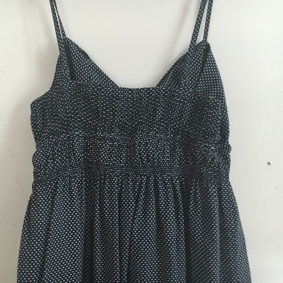 Dark blue and white patterned elastic waist dress. - Picture 4 of 4