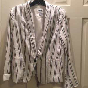 OLD NAVY Linen Blazer - new, white with stripes M