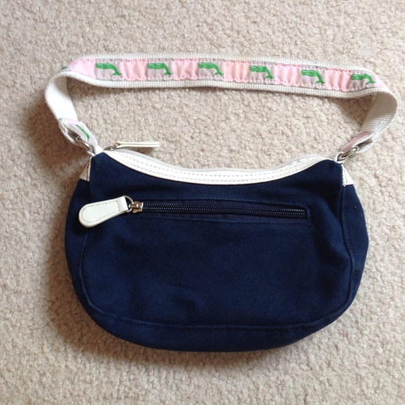 Navy with pink and green whale handbag