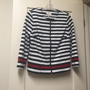 A formal stripe, zip-up jacket. Barely worn.
